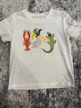 White Kids Mardi Gras Character Tee